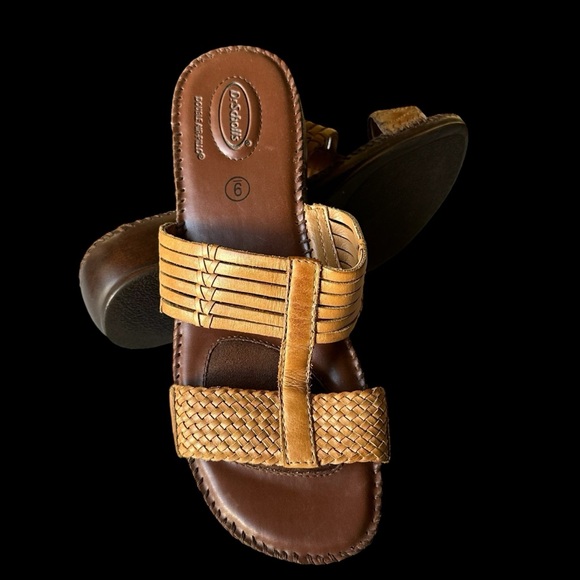 Dr Scholl’s Betty Double Pillo Women’s Leather Slip-On Sandals Brown Size 9 - Picture 1 of 11